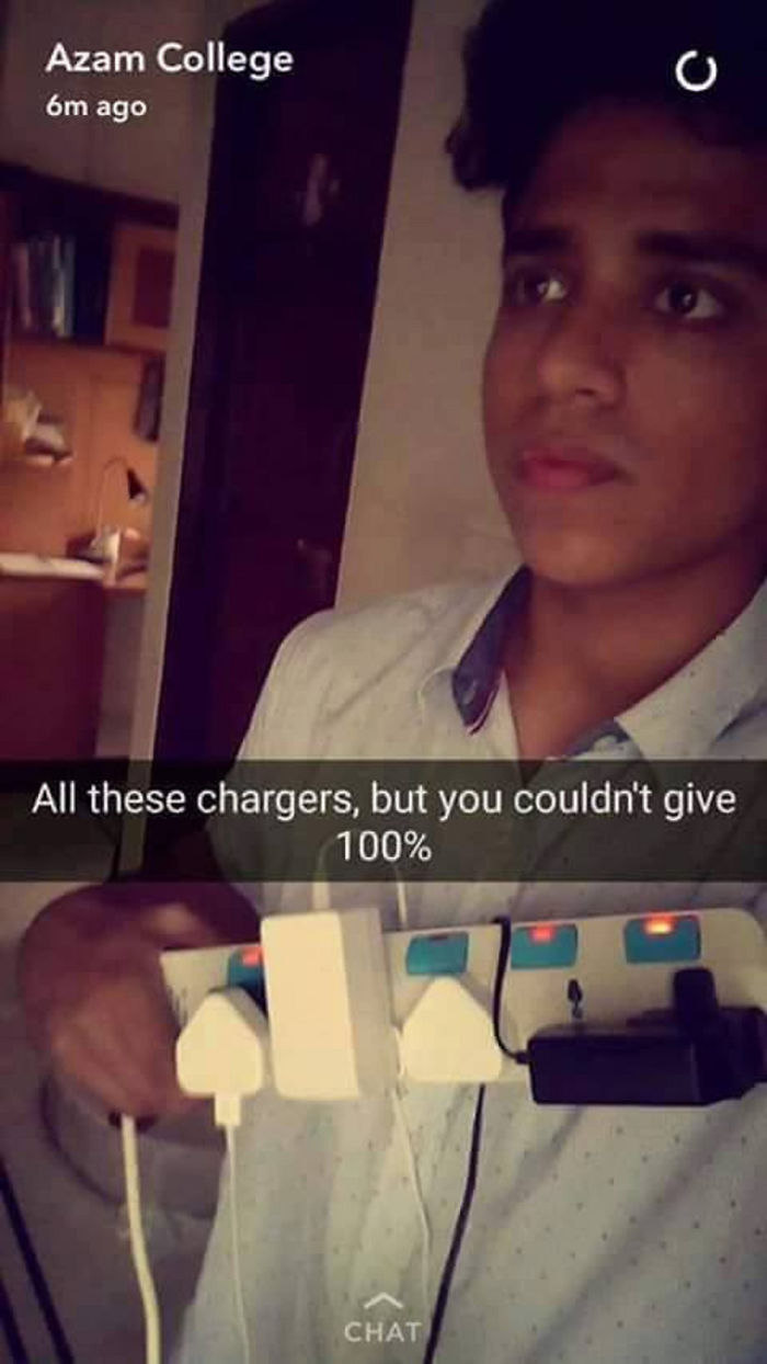 All these chargers, but you can't give me 100%.